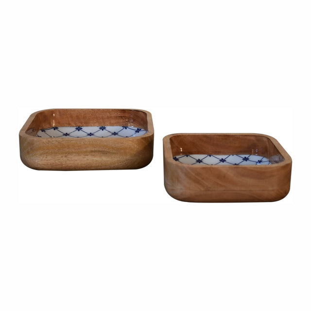 Blue and White Square Bowl Set of 2 NOVEX FURNITURES