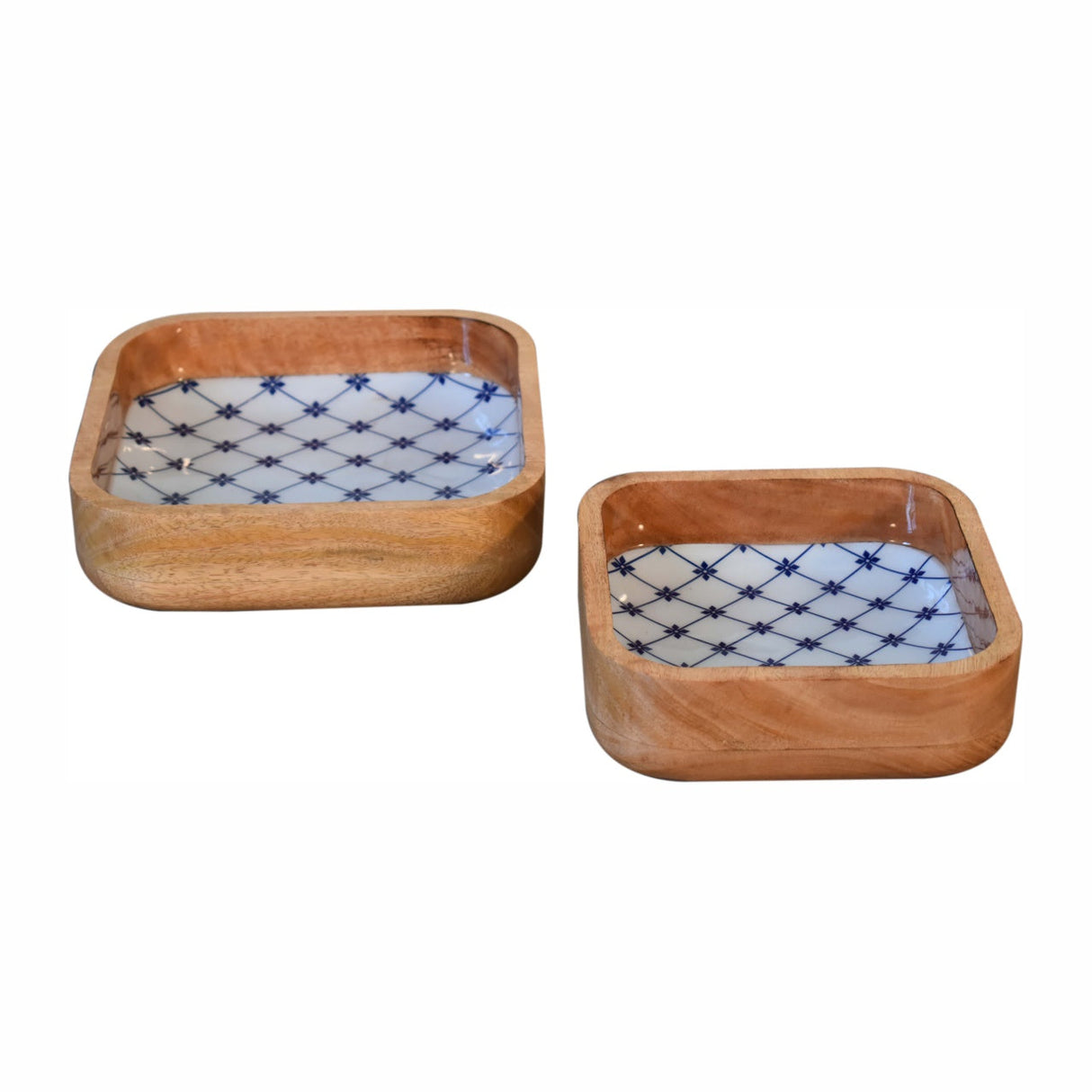 Blue and White Square Bowl Set of 2 NOVEX FURNITURES