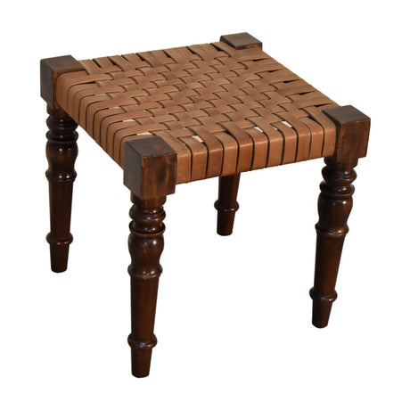 Woven Leather Footstool NOVEX FURNITURES
