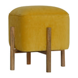 Mustard Velvet Solid Footstool NOVEX FURNITURES