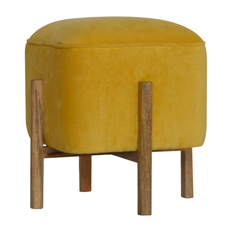 Mustard Velvet Solid Footstool NOVEX FURNITURES