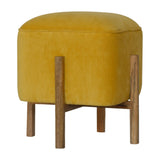 Mustard Velvet Solid Footstool NOVEX FURNITURES