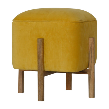 Mustard Velvet Solid Footstool NOVEX FURNITURES