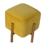Mustard Velvet Solid Footstool NOVEX FURNITURES