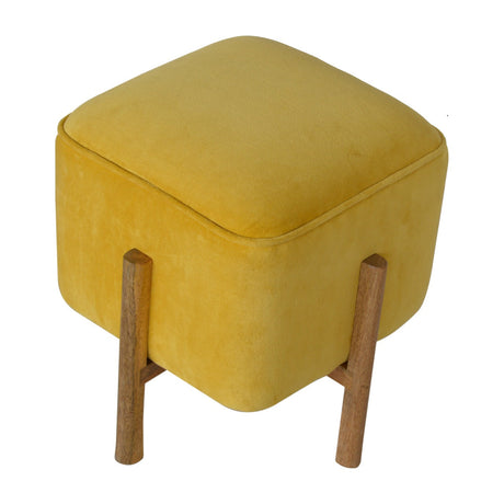 Mustard Velvet Solid Footstool NOVEX FURNITURES