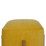 Mustard Velvet Solid Footstool NOVEX FURNITURES