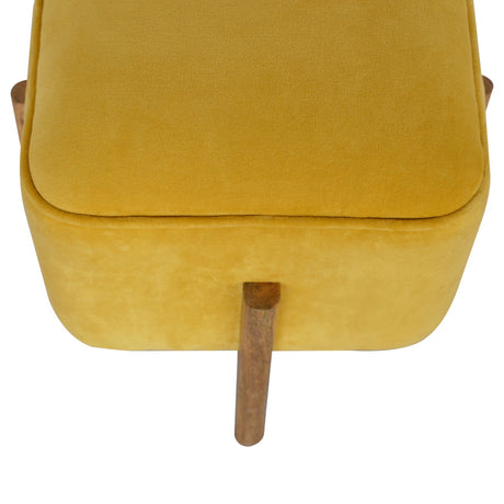 Mustard Velvet Solid Footstool NOVEX FURNITURES