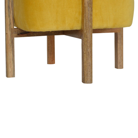 Mustard Velvet Solid Footstool NOVEX FURNITURES