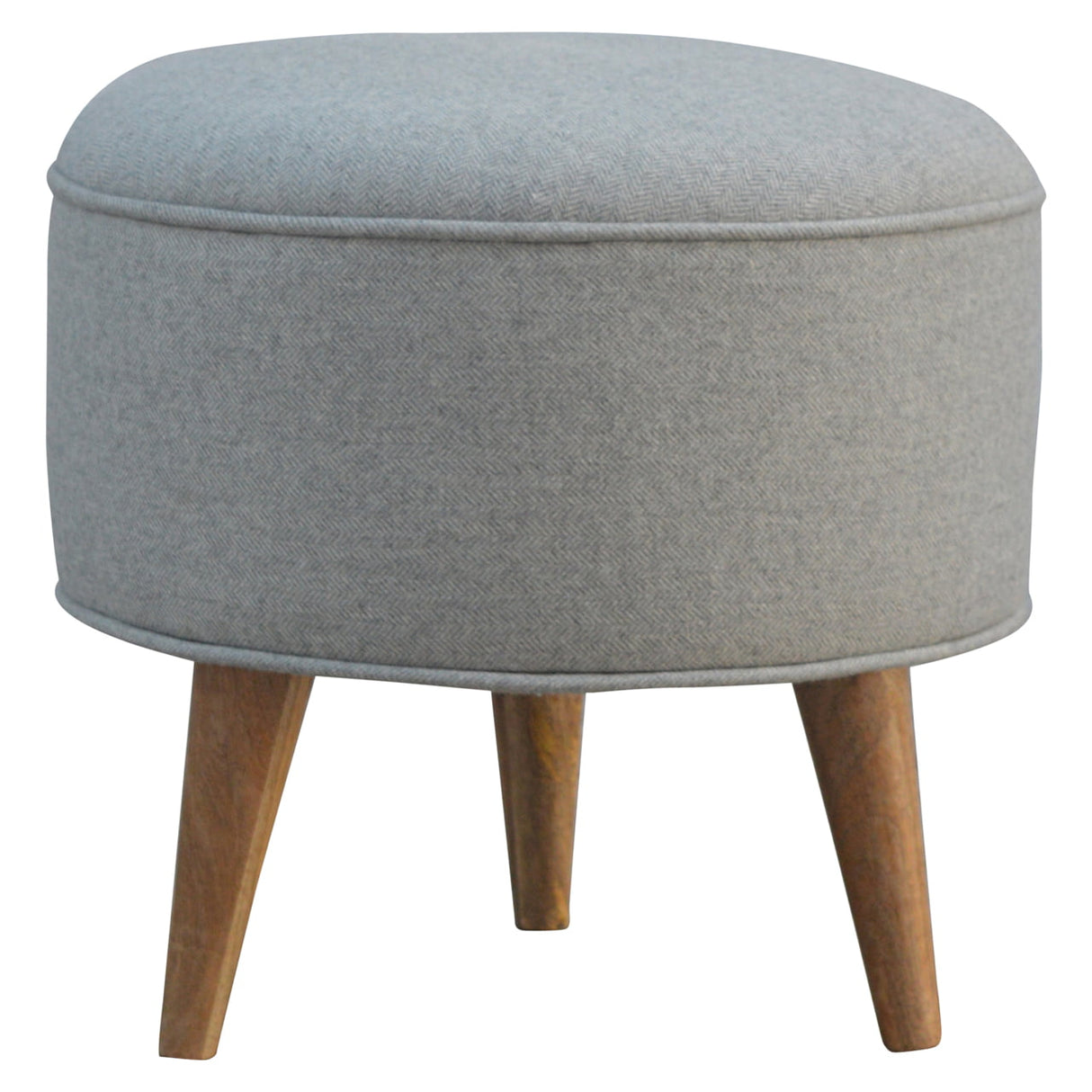 Round Grey Tweed Footstool NOVEX FURNITURES