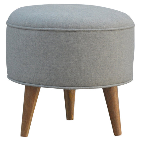 Round Grey Tweed Footstool NOVEX FURNITURES