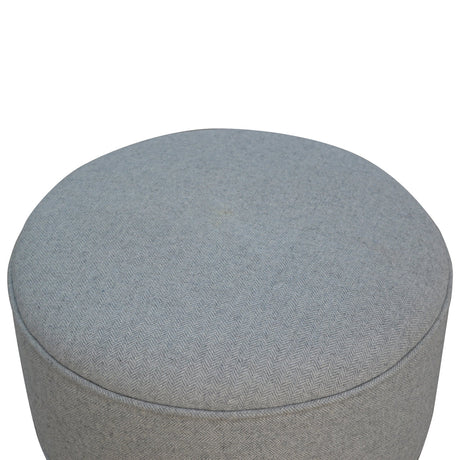 Round Grey Tweed Footstool NOVEX FURNITURES