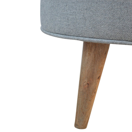 Round Grey Tweed Footstool NOVEX FURNITURES