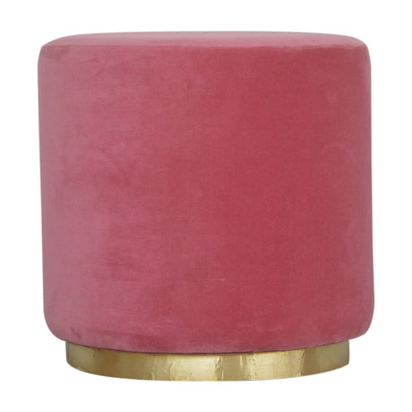 Large Pink Footstool with Gold Base NOVEX FURNITURES
