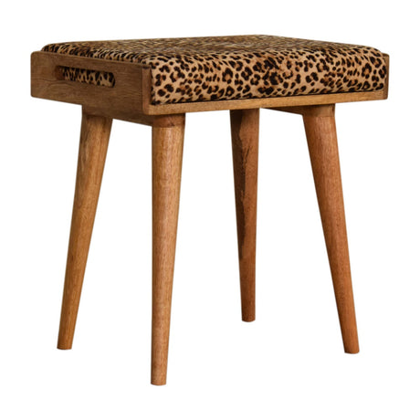 Leopard Velvet Tray Style Footstool NOVEX FURNITURES