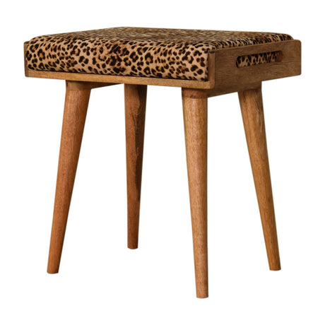 Leopard Velvet Tray Style Footstool NOVEX FURNITURES