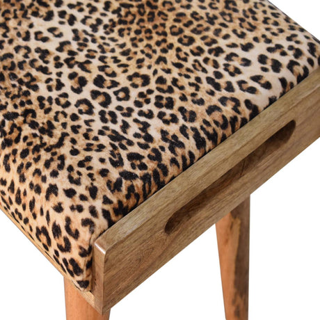 Leopard Velvet Tray Style Footstool NOVEX FURNITURES