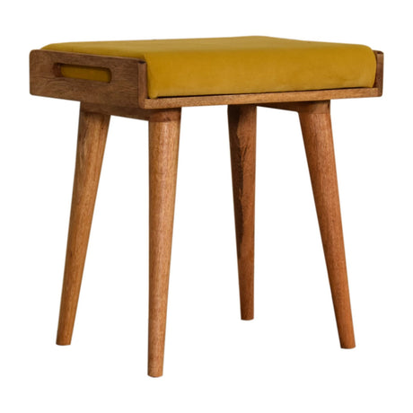 Mustard Velvet Tray Style Footstool NOVEX FURNITURES