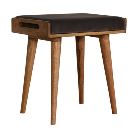 Grey Velvet Tray Style Footstool NOVEX FURNITURE