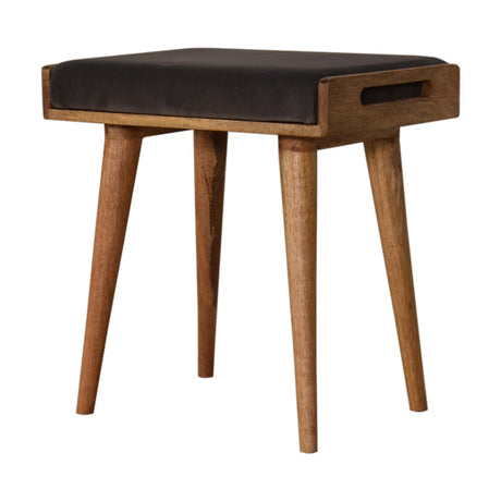 Grey Velvet Tray Style Footstool NOVEX FURNITURE