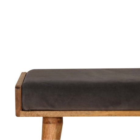 Grey Velvet Tray Style Footstool NOVEX FURNITURE