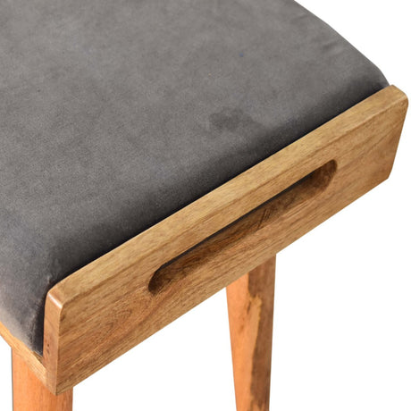 Grey Velvet Tray Style Footstool NOVEX FURNITURE