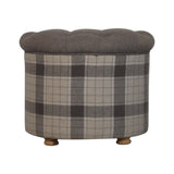 Deep Button Round Checked Footstool NOVEX FURNITURES