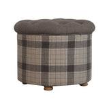 Deep Button Round Checked Footstool NOVEX FURNITURES