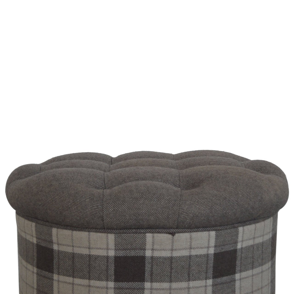Deep Button Round Checked Footstool NOVEX FURNITURES
