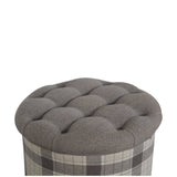Deep Button Round Checked Footstool NOVEX FURNITURES