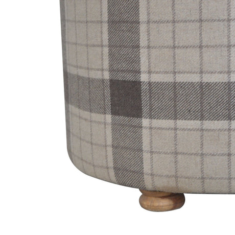 Deep Button Round Checked Footstool NOVEX FURNITURES