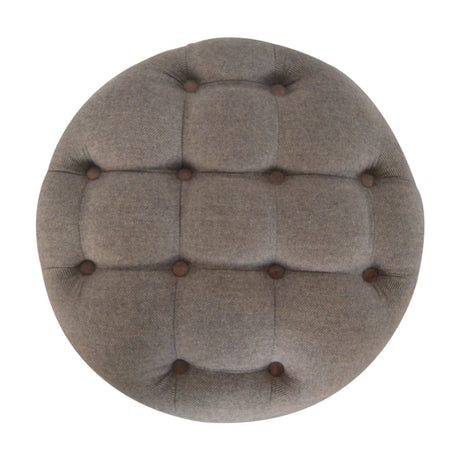 Deep Button Round Checked Footstool NOVEX FURNITURES