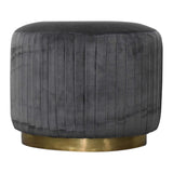 Grey Velvet Pleated Footstool NOVEX FURNITURES