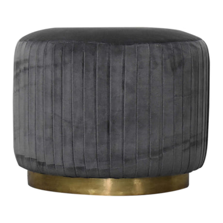 Grey Velvet Pleated Footstool NOVEX FURNITURES