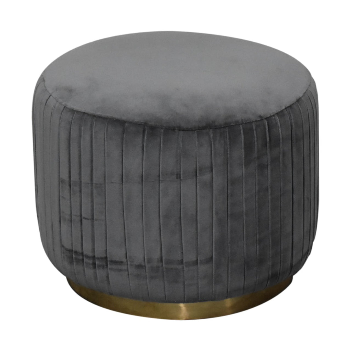 Grey Velvet Pleated Footstool NOVEX FURNITURES