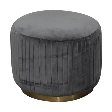 Grey Velvet Pleated Footstool NOVEX FURNITURES