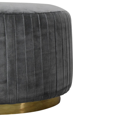 Grey Velvet Pleated Footstool NOVEX FURNITURES