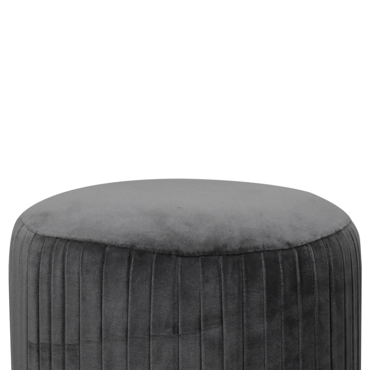 Grey Velvet Pleated Footstool NOVEX FURNITURES