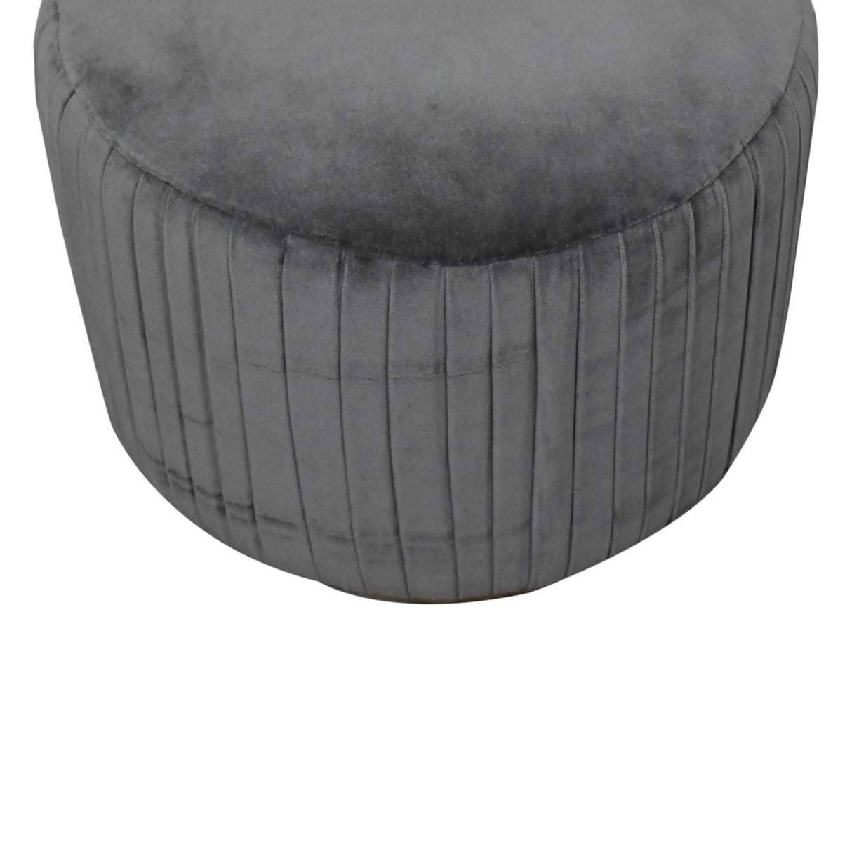 Grey Velvet Pleated Footstool NOVEX FURNITURES