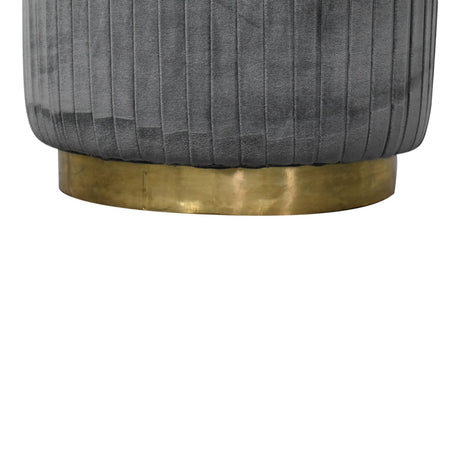 Grey Velvet Pleated Footstool NOVEX FURNITURES