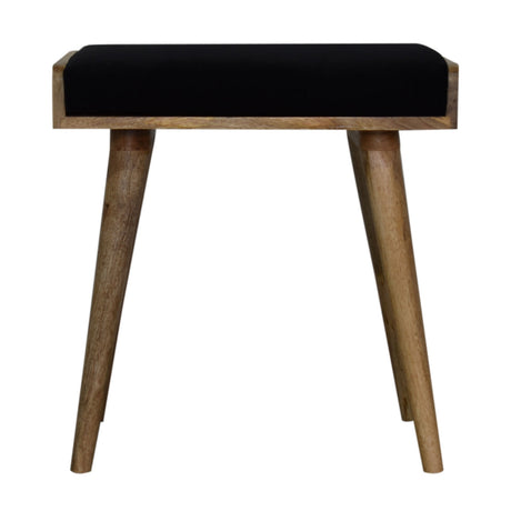 Black Velvet Tray Style Footstool NOVEX FURNITURES