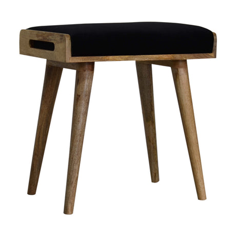 Black Velvet Tray Style Footstool NOVEX FURNITURES