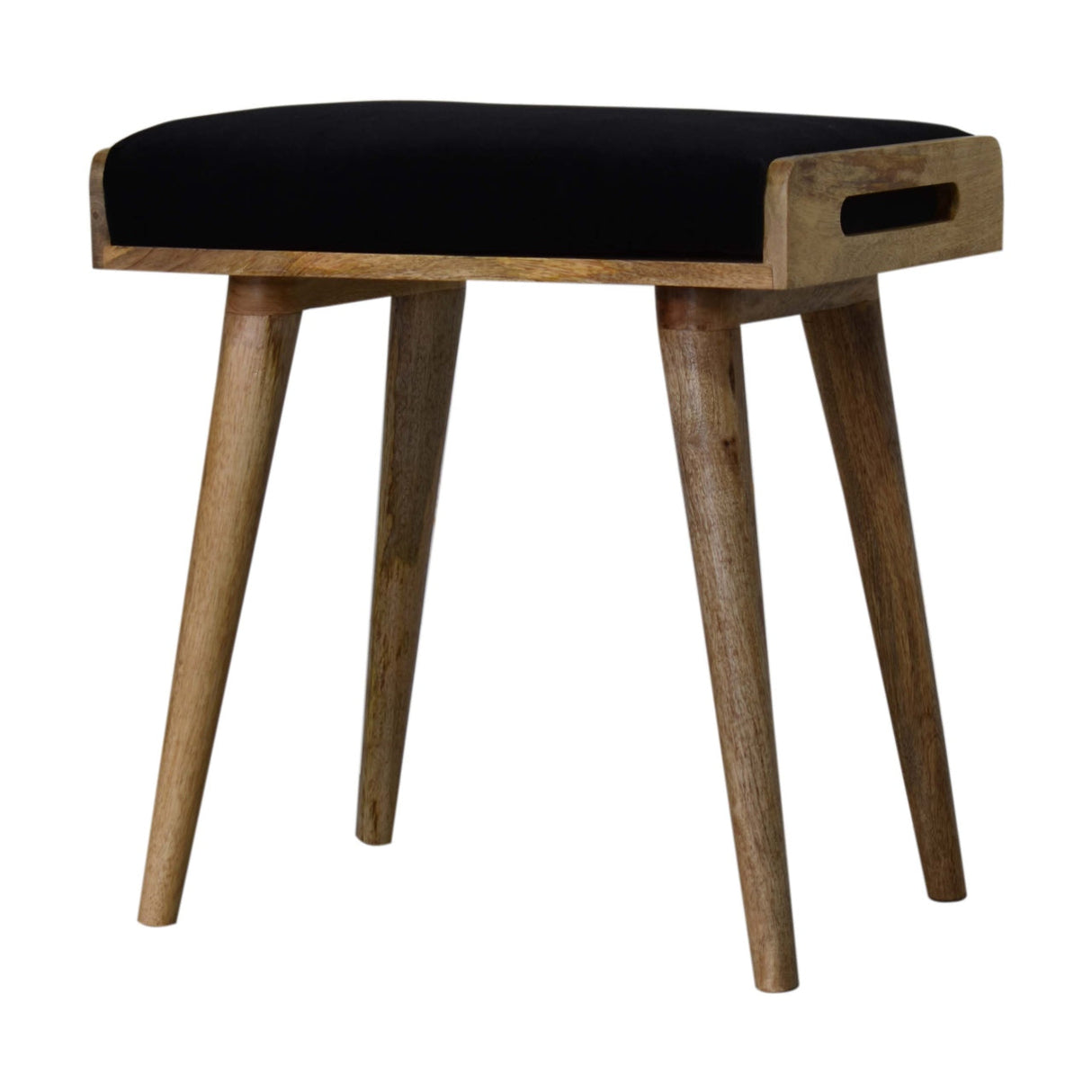 Black Velvet Tray Style Footstool NOVEX FURNITURES