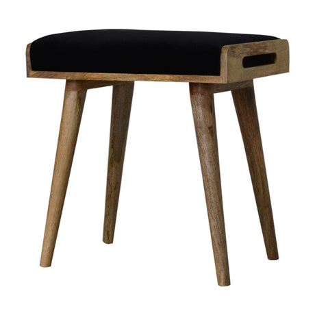 Black Velvet Tray Style Footstool NOVEX FURNITURES