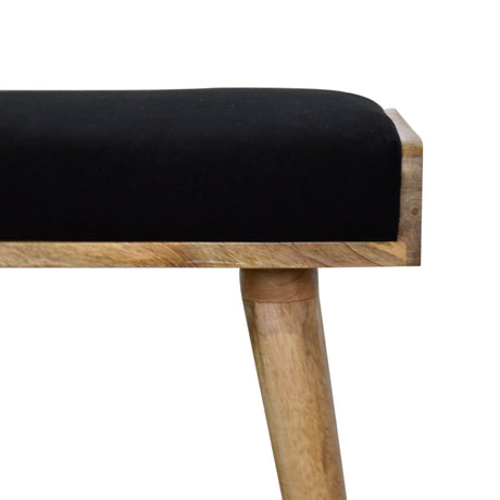 Black Velvet Tray Style Footstool NOVEX FURNITURES