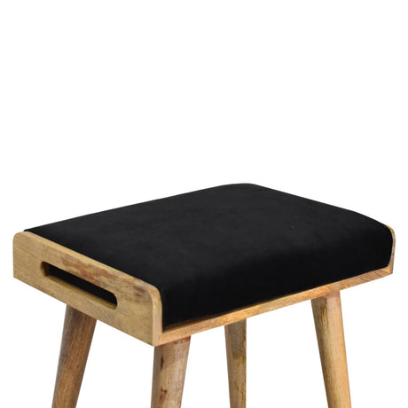Black Velvet Tray Style Footstool NOVEX FURNITURES