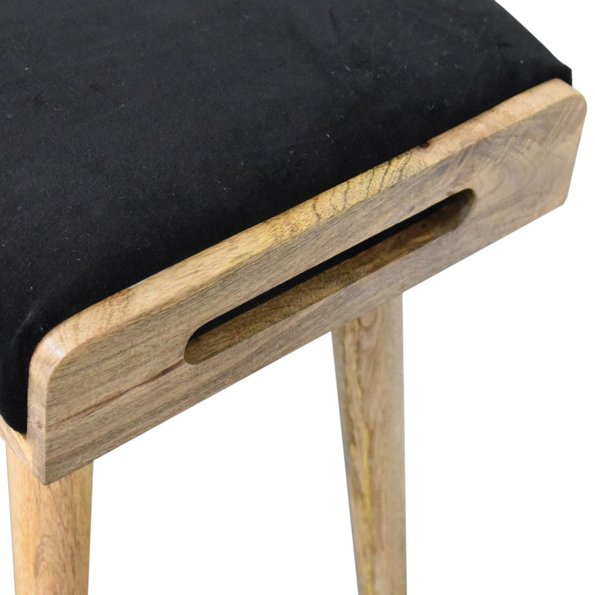 Black Velvet Tray Style Footstool NOVEX FURNITURES