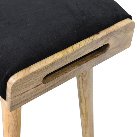 Black Velvet Tray Style Footstool NOVEX FURNITURES
