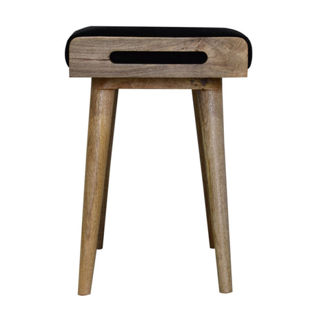 Black Velvet Tray Style Footstool NOVEX FURNITURES