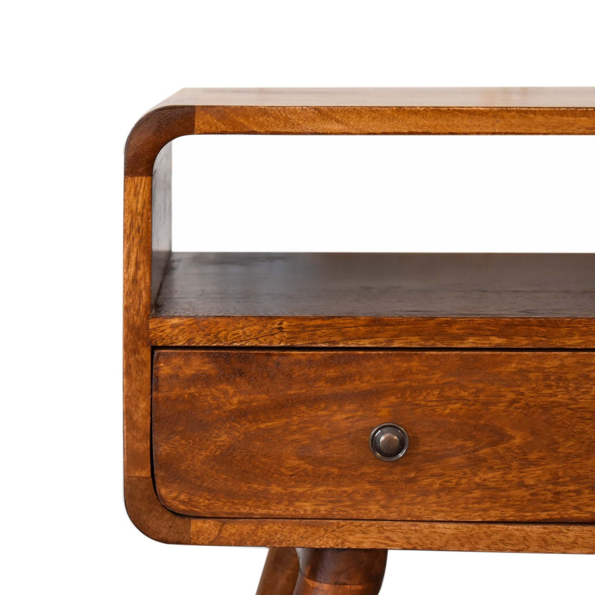 Mini Chestnut Curved Media Unit with 2 Drawers NOVEX FURNITURES