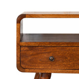Mini Chestnut Curved Media Unit with 2 Drawers NOVEX FURNITURES
